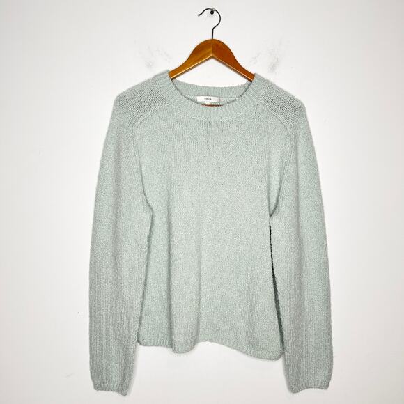 VINCE Knit Sweater Womens Size 1X Mint Green Organic Cotton Winter Fuzzy Cozy - Picture 3 of 6